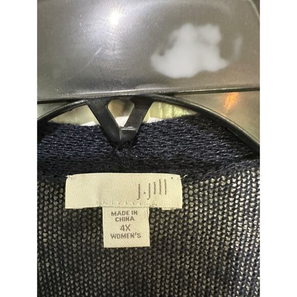 J.Jill Women's Black Long Sleeve Linen Front Open Cardigan Sweater Size 4X - Picture 2 of 5